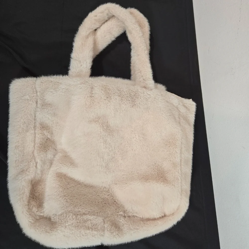 Victorias Secret Faux Fur White Purse Soft